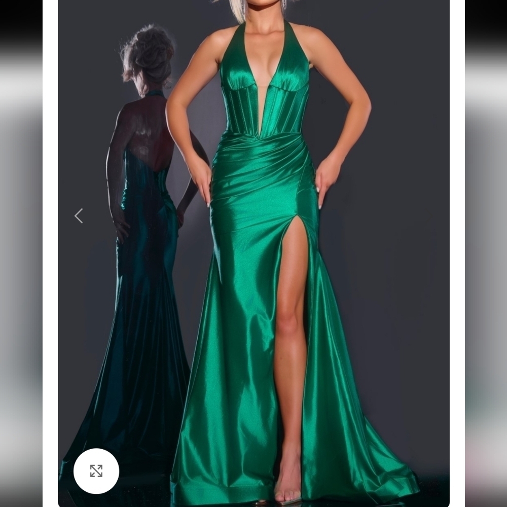 Jovani Emerald Green Satin Dress